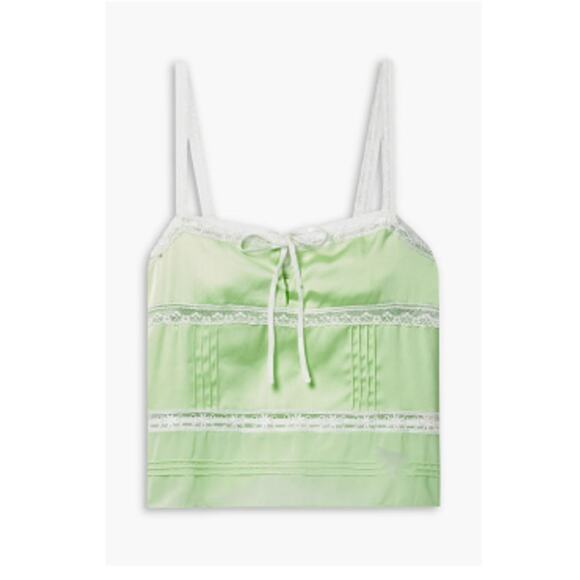 LoveShackFancy Sunny Lace Trimmed Pintucked Camisole light green XL - Picture 1 of 9